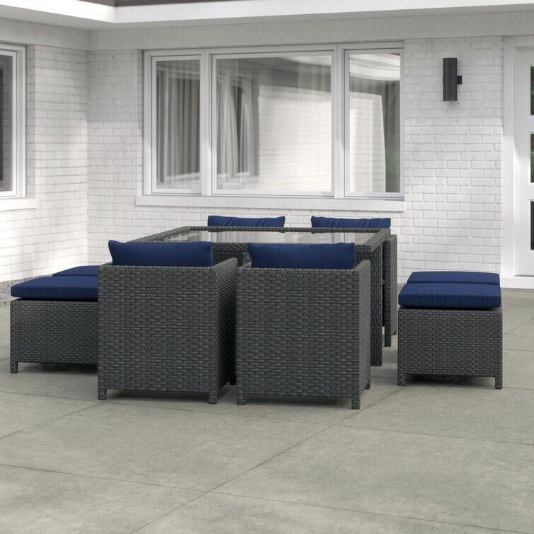 Mucha Square Long Dining Set  3D model_3