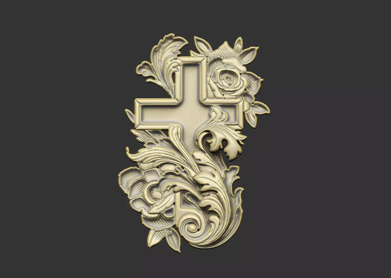 Pattern cross design floral 3D print model_0