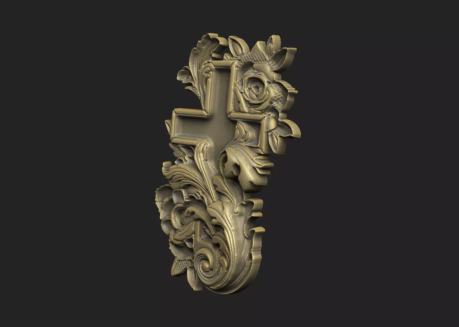 Pattern cross design floral 3D print model_3