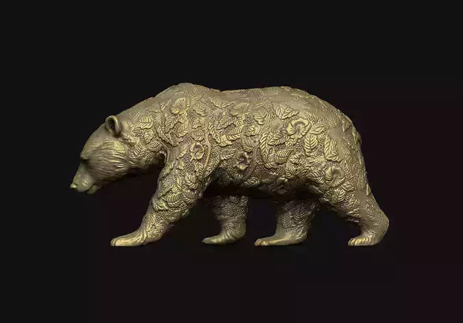 bear decor floral beast flower carving cnc laser relief 