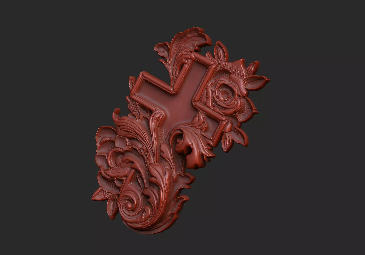 Pattern cross design floral 3D print model_5