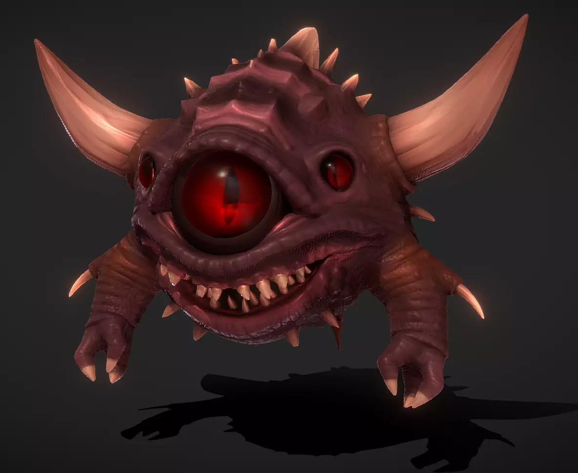 Floating Demon eye Low-poly 3D model_0