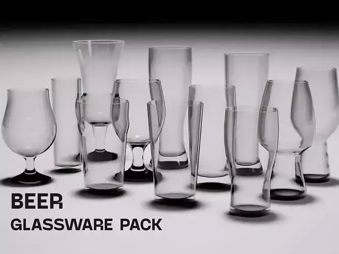 Beer Glassware Pack Low-poly 3D model