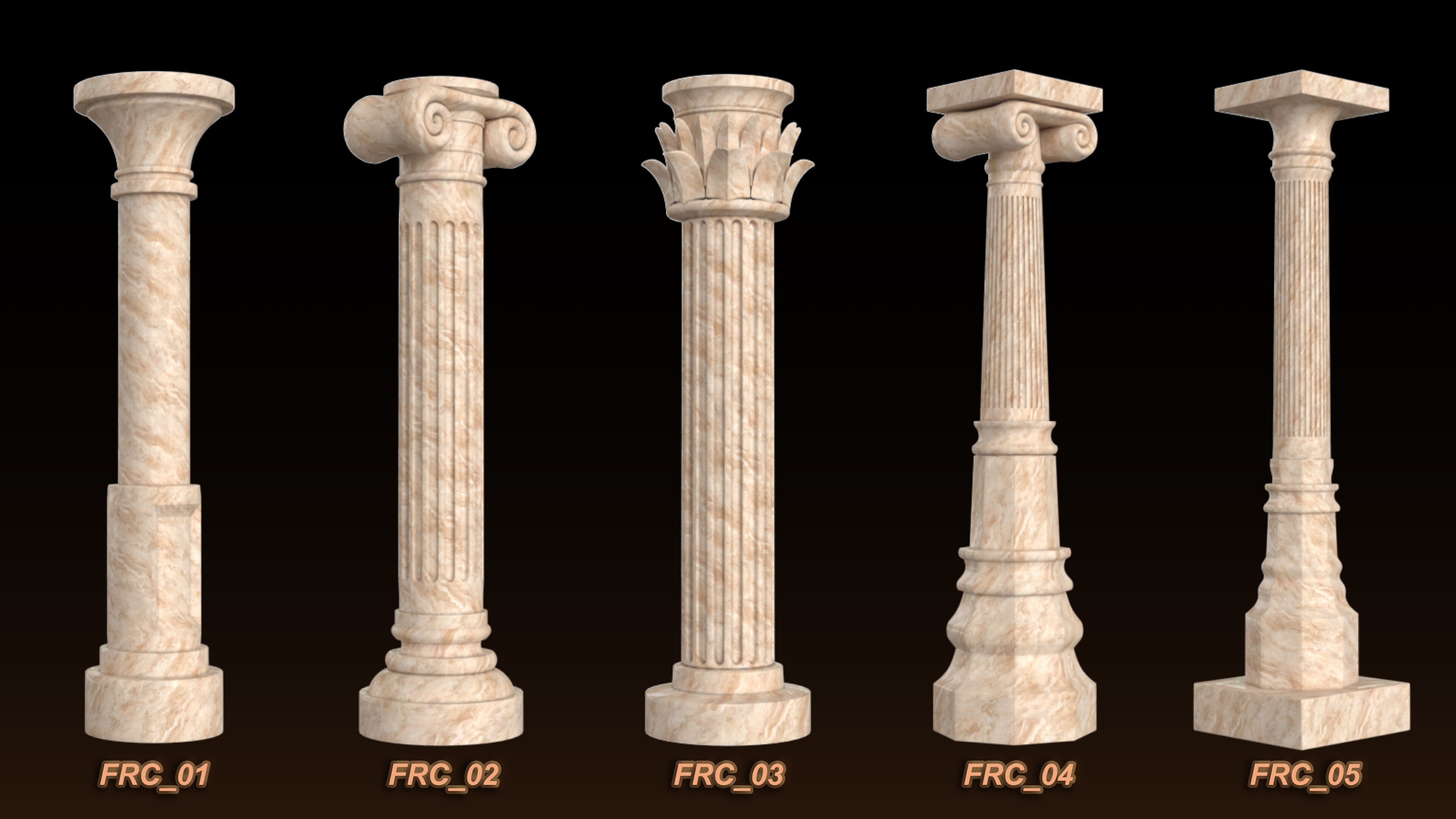 25 Roman column 3D Model Basemesh Low-poly 3D model_1