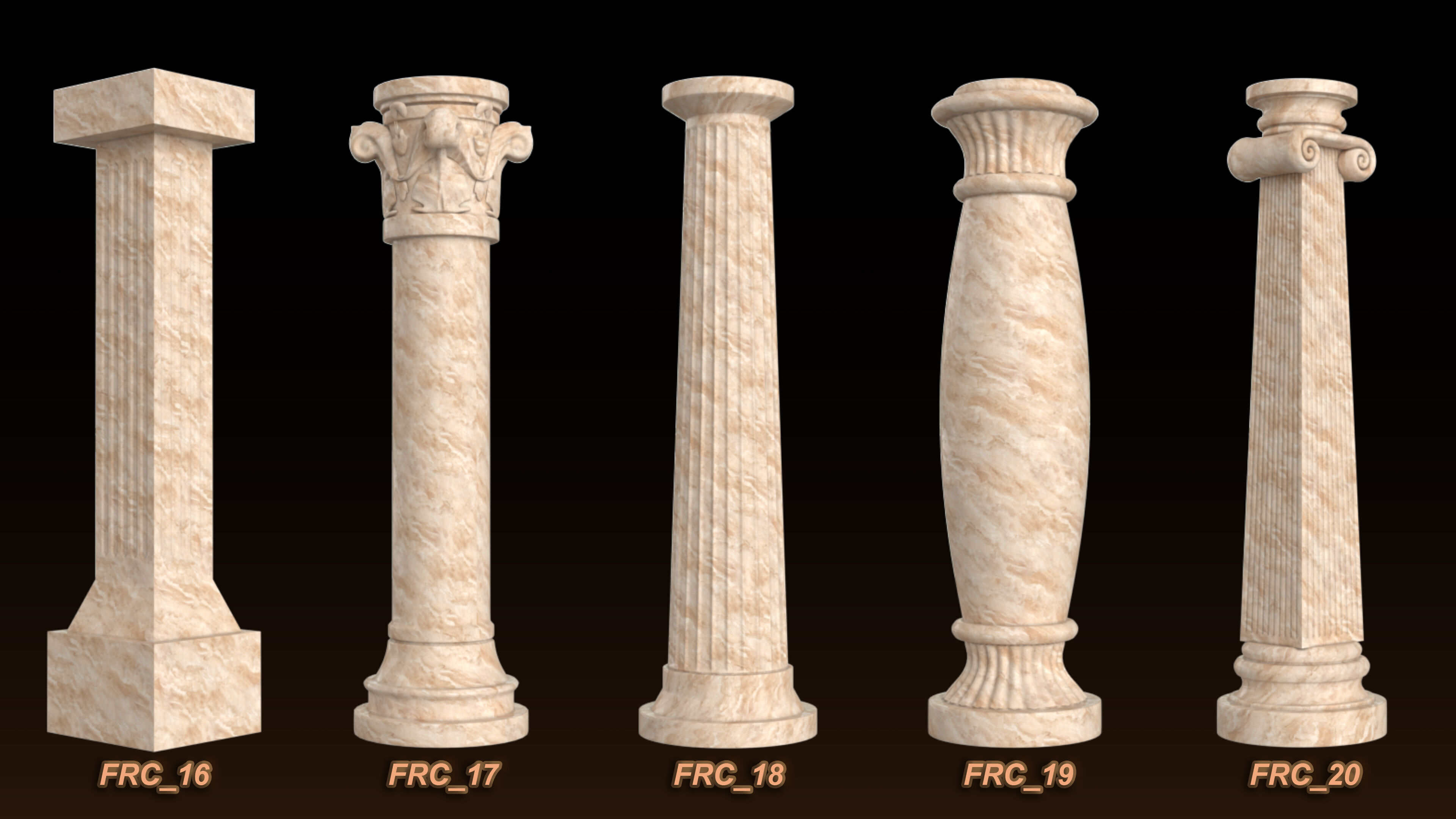 25 Roman column 3D Model Basemesh Low-poly 3D model_4