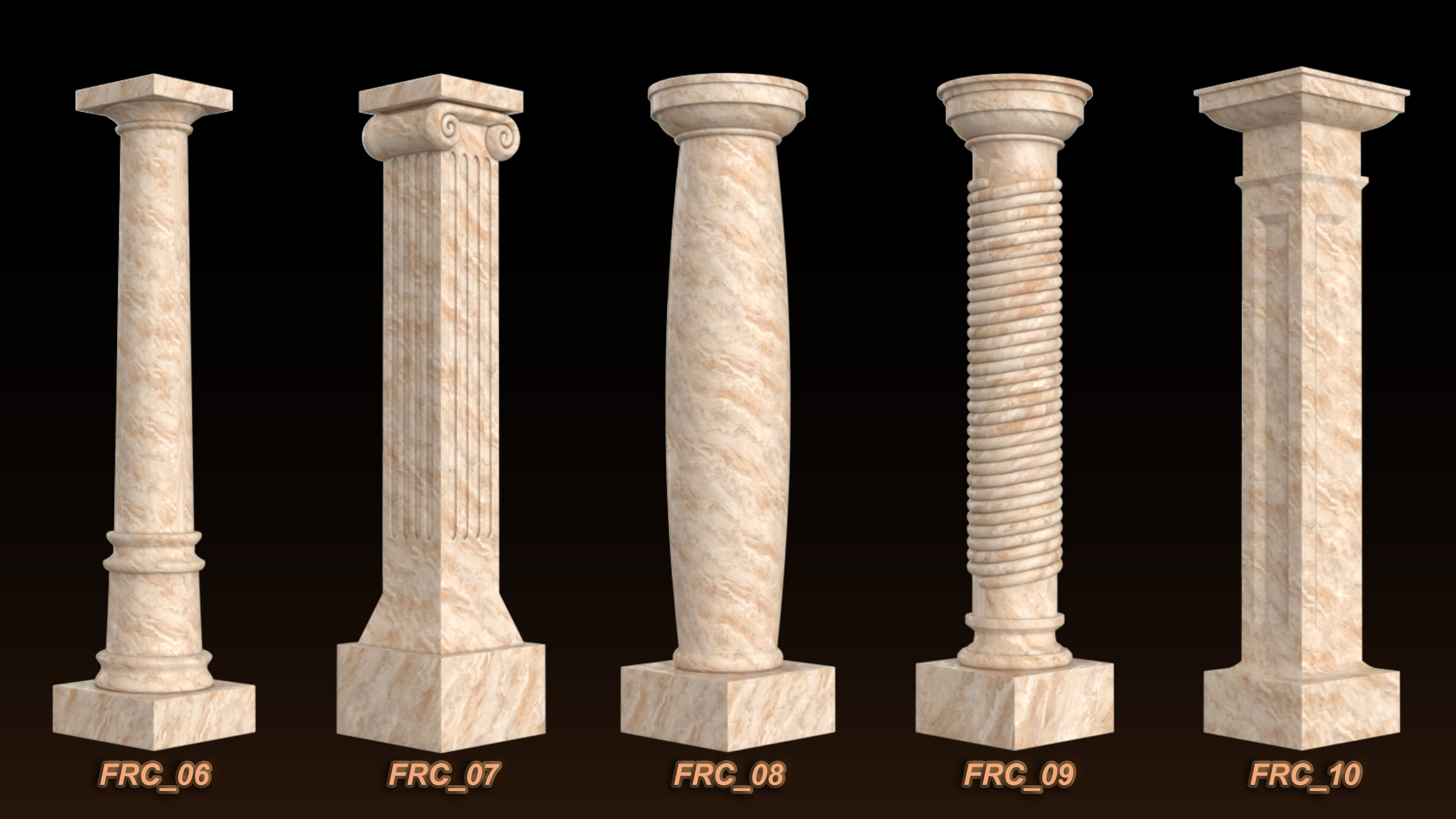 25 Roman column 3D Model Basemesh Low-poly 3D model_2