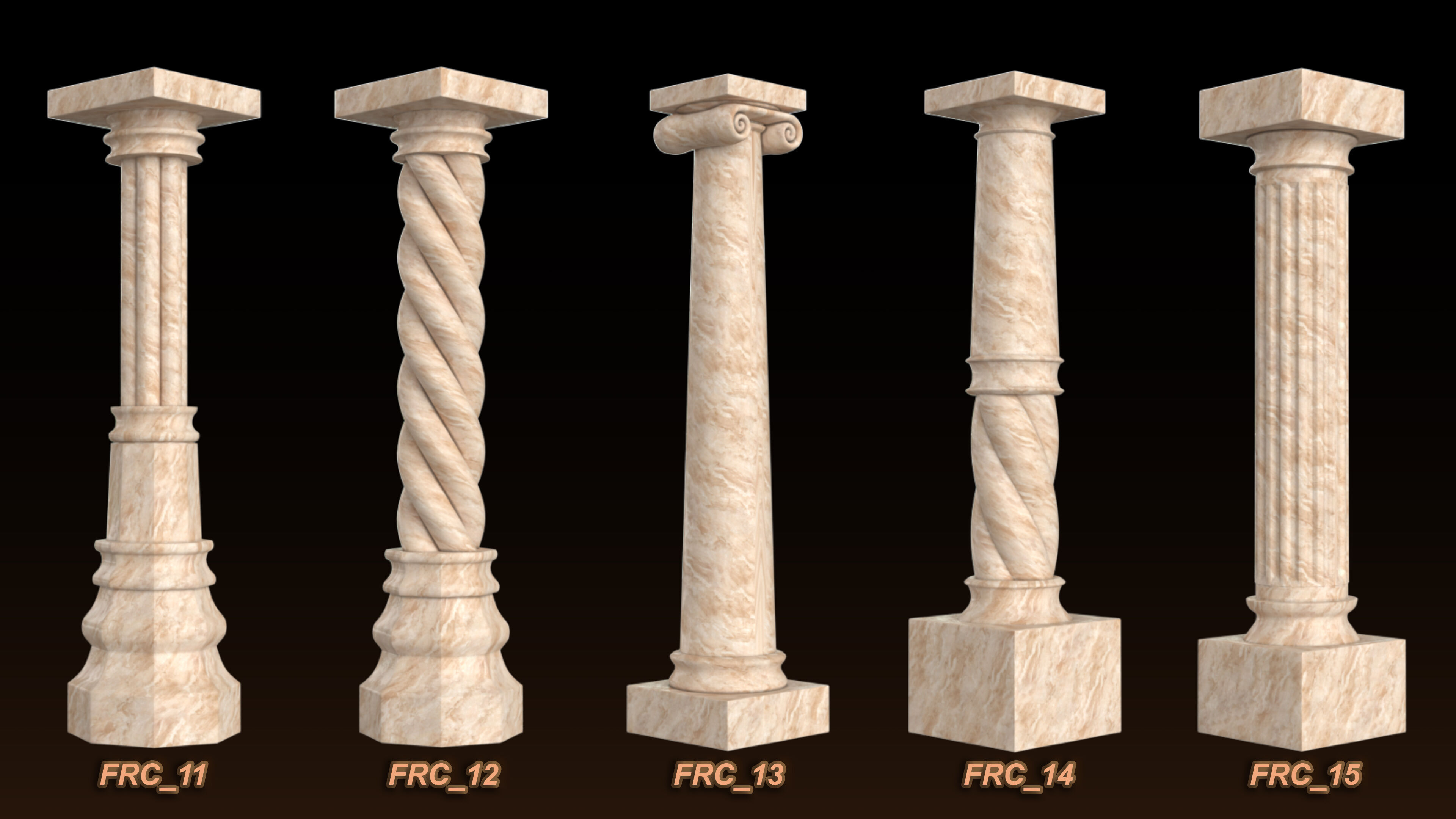 25 Roman column 3D Model Basemesh Low-poly 3D model_3