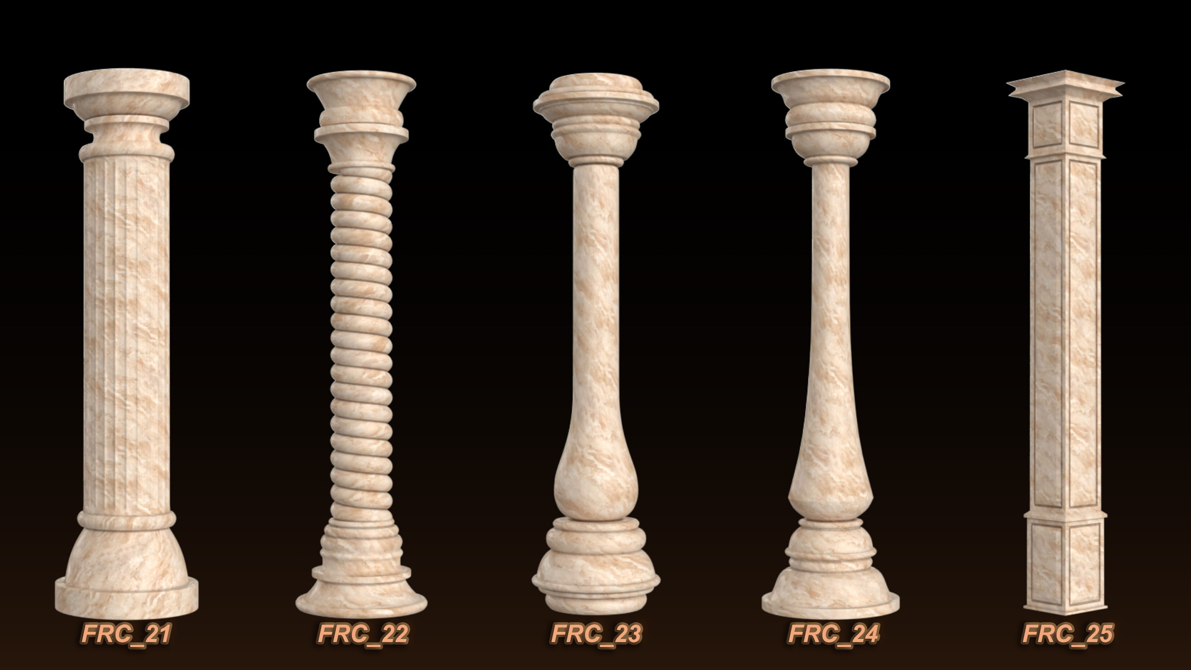 25 Roman column 3D Model Basemesh Low-poly 3D model_5