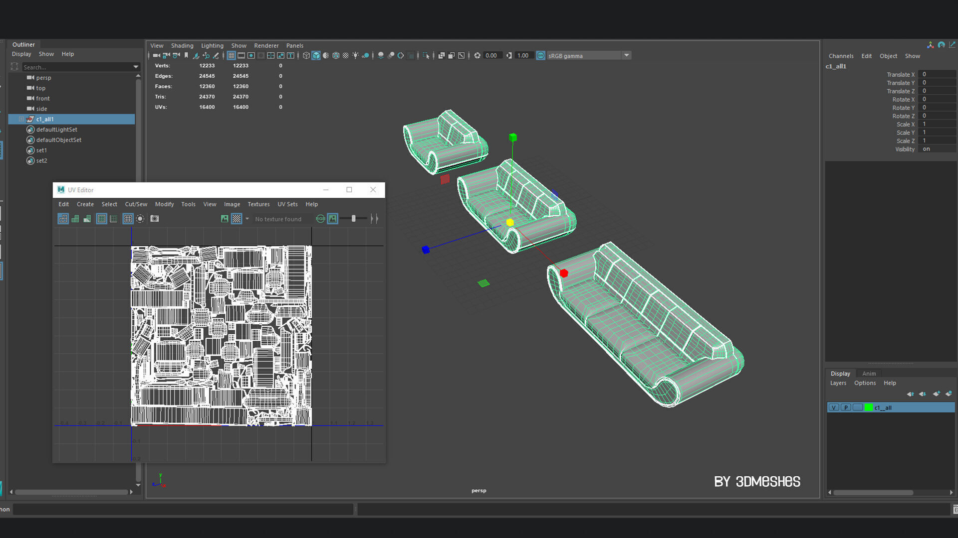 Futuristic Sofa Design Set - C1 with STL Low-poly 3D model_14
