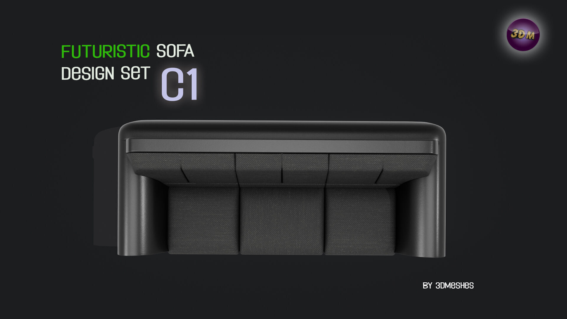 Futuristic Sofa Design Set - C1 with STL Low-poly 3D model_6