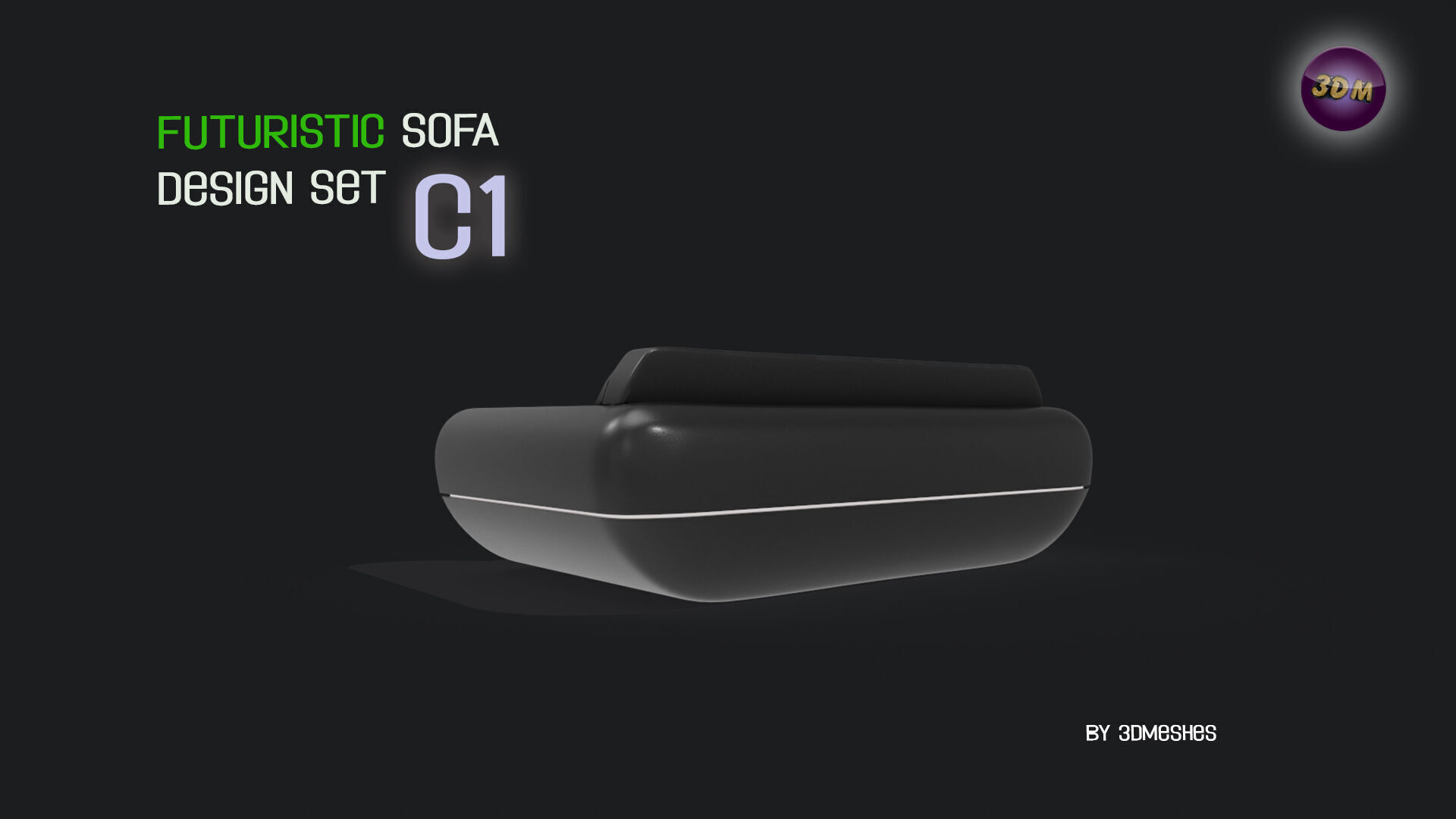 Futuristic Sofa Design Set - C1 with STL Low-poly 3D model_21