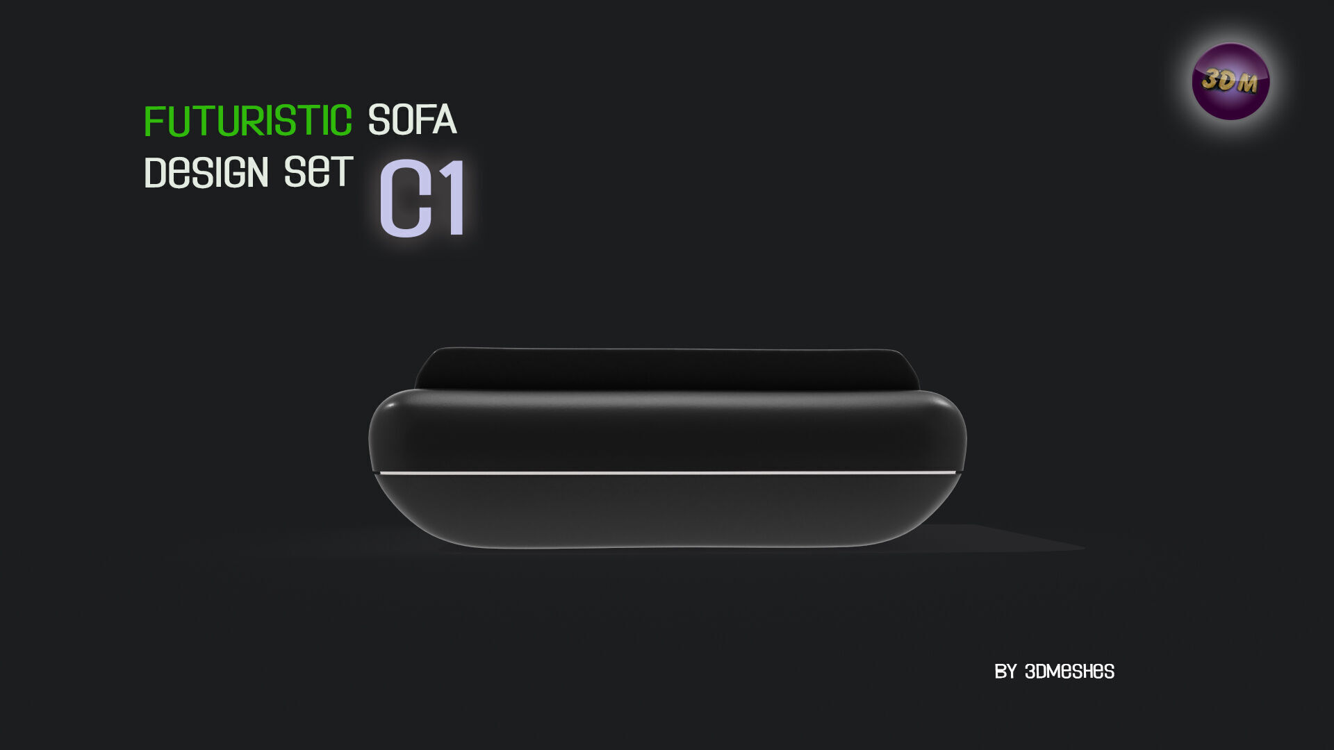 Futuristic Sofa Design Set - C1 with STL Low-poly 3D model_22