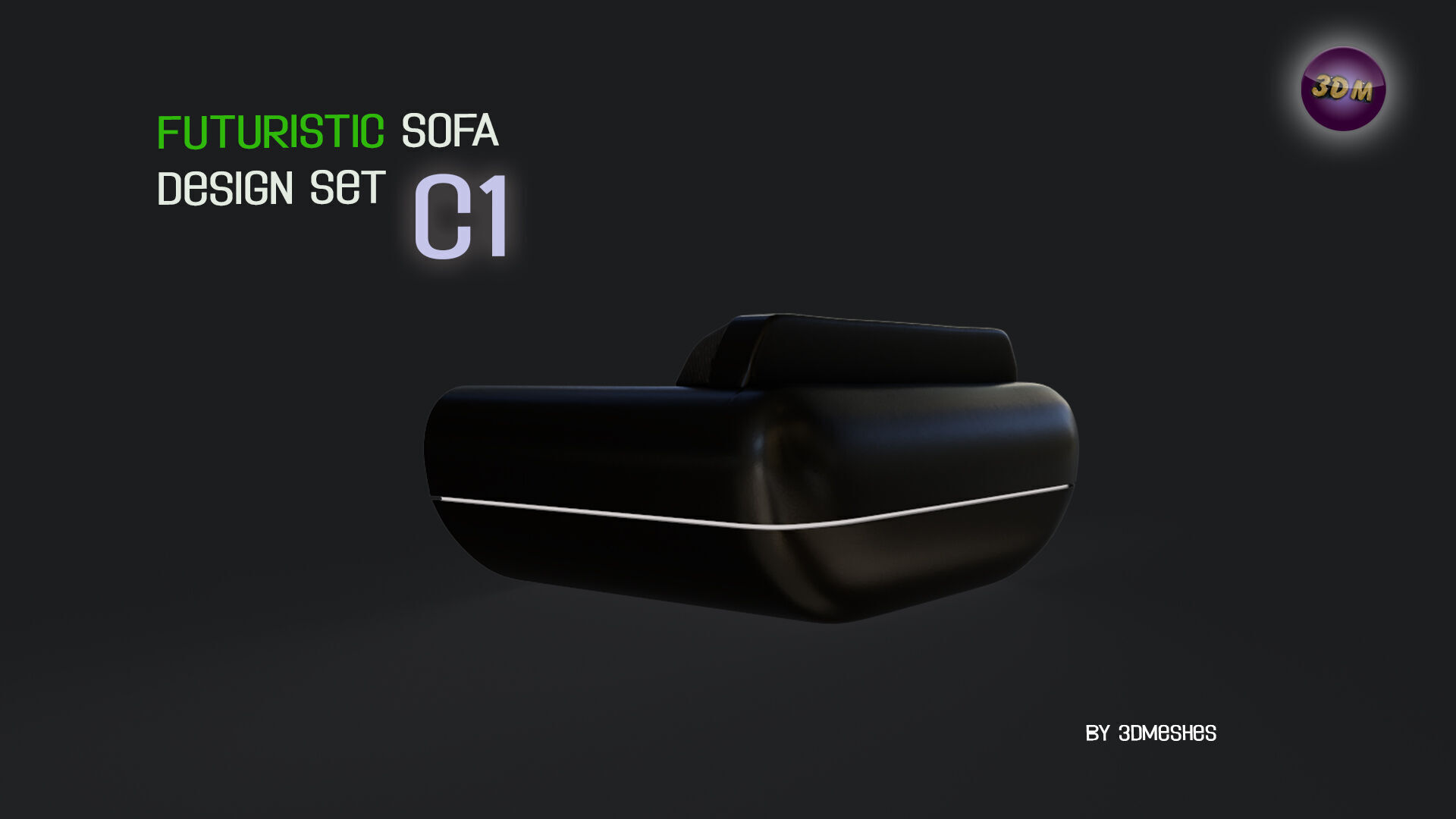 Futuristic Sofa Design Set - C1 with STL Low-poly 3D model_18