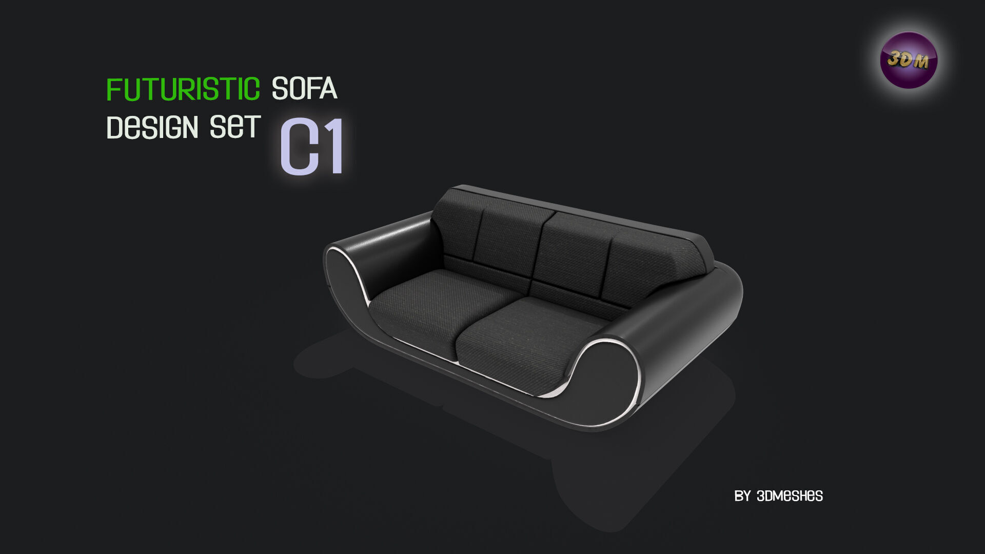 Futuristic Sofa Design Set - C1 with STL Low-poly 3D model_20