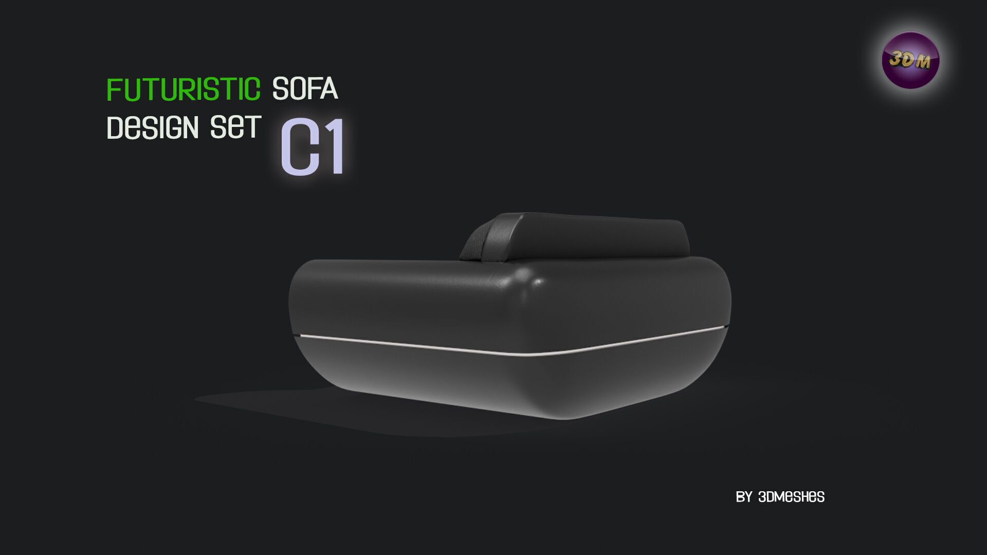 Futuristic Sofa Design Set - C1 with STL Low-poly 3D model_17