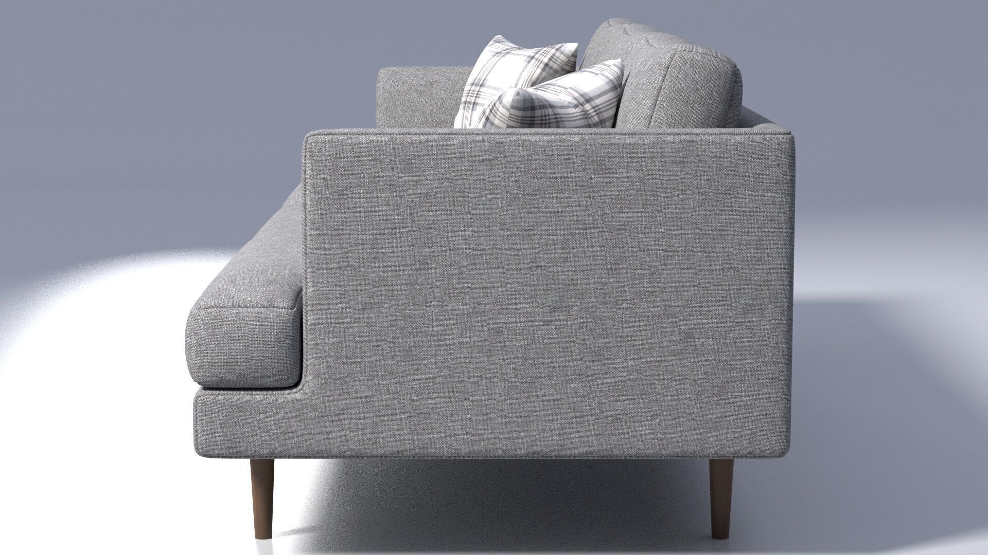 3 Seater Fabric Sofa with Pillows - Grey Fabric 3D model_3