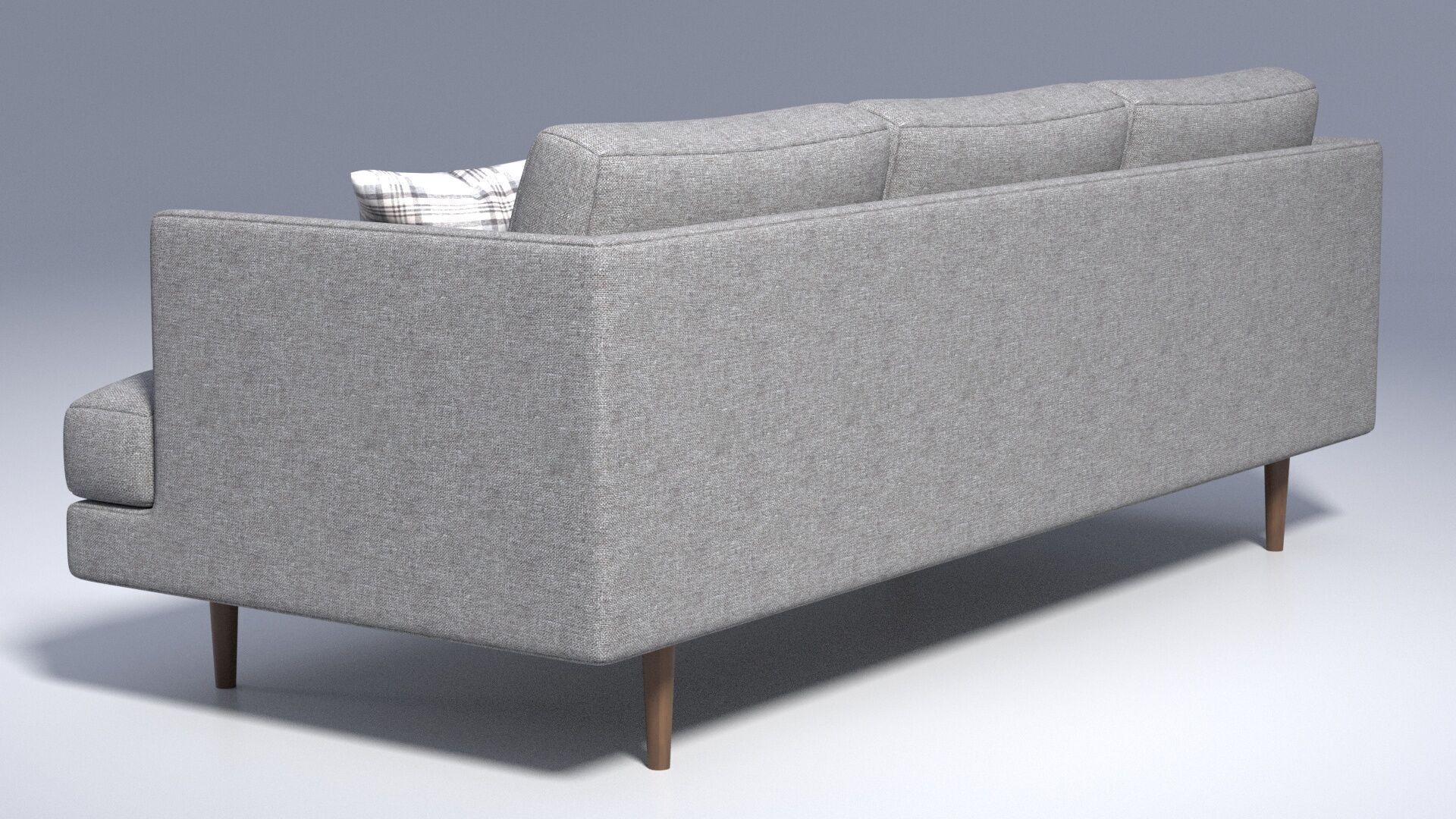 3 Seater Fabric Sofa with Pillows - Grey Fabric 3D model_5
