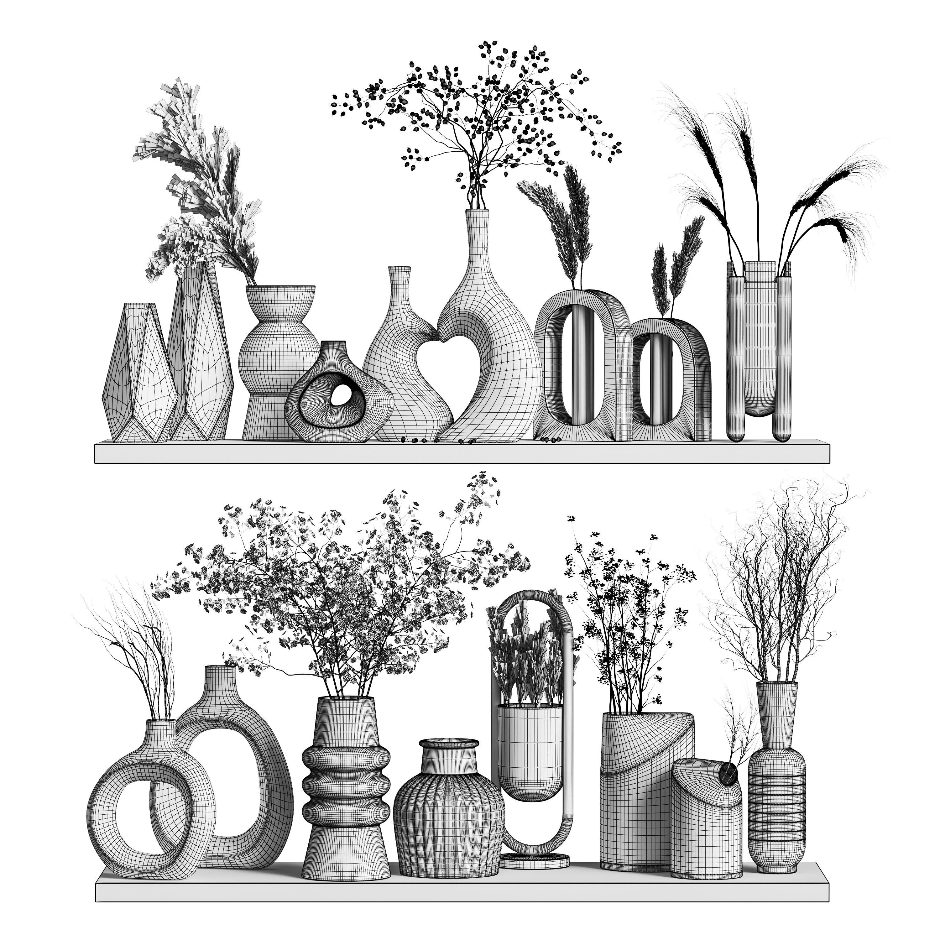 Decorative set 16-Vase collection01 3D model_7