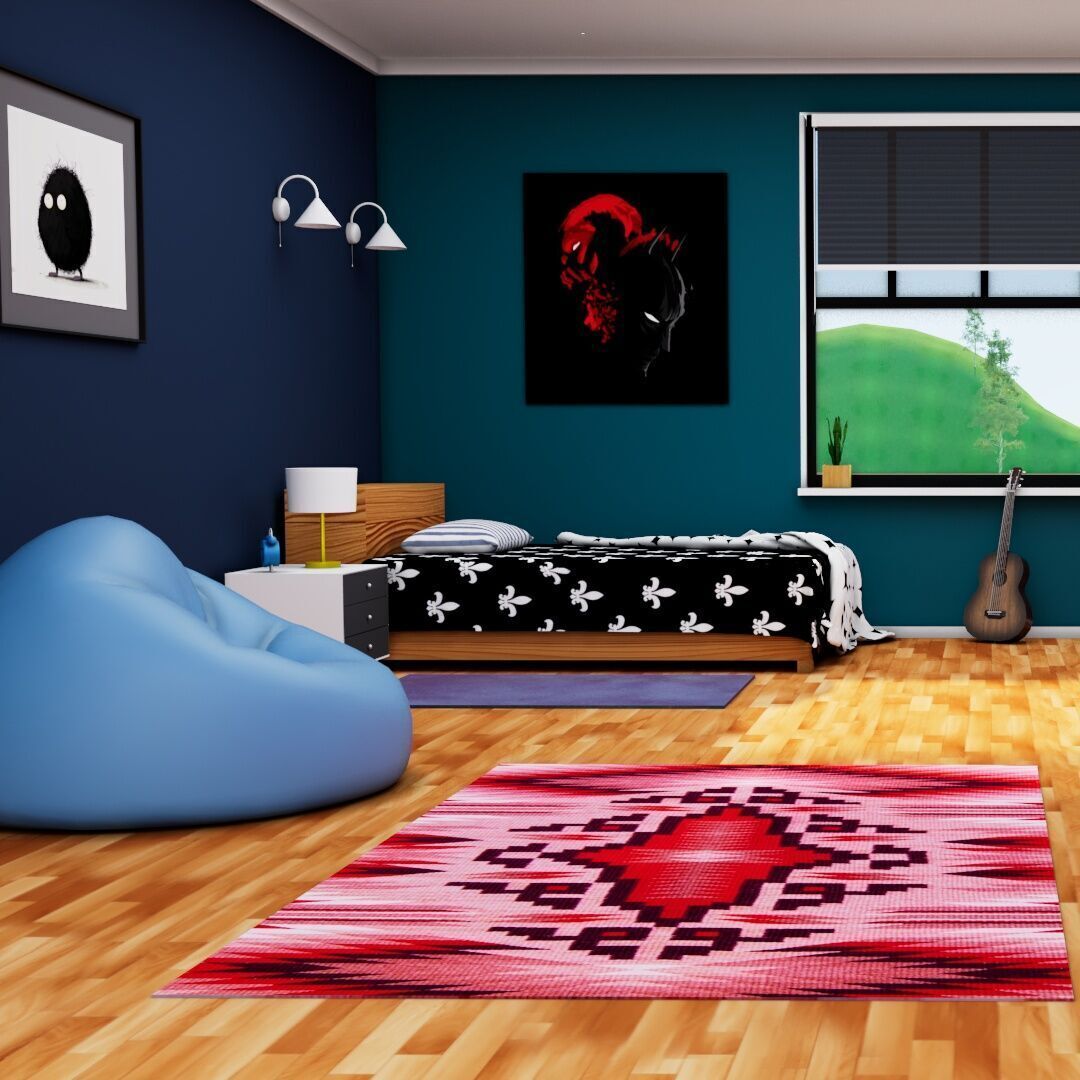 Bed complete set Low-poly 3D model_2