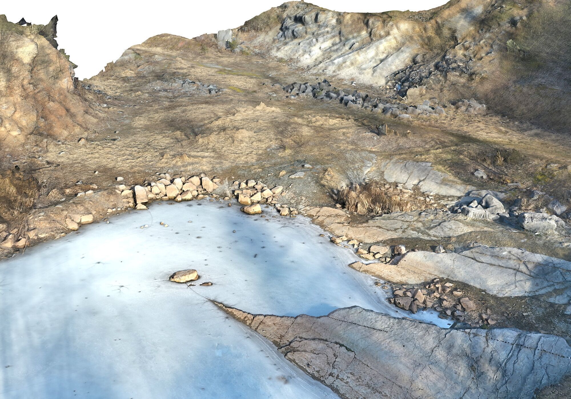  Frozen quarry lake Low-poly 3D model_2