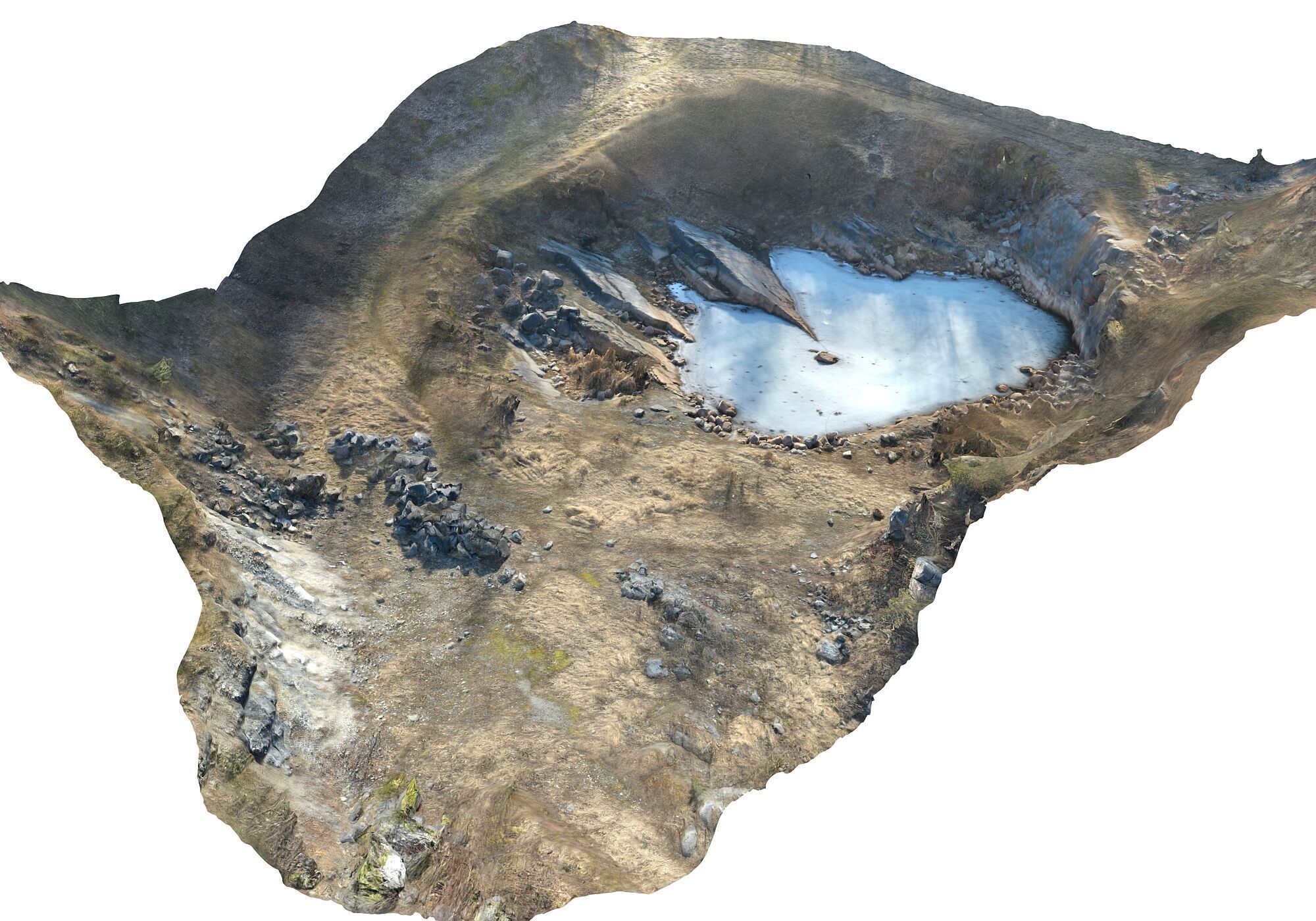  Frozen quarry lake Low-poly 3D model_1