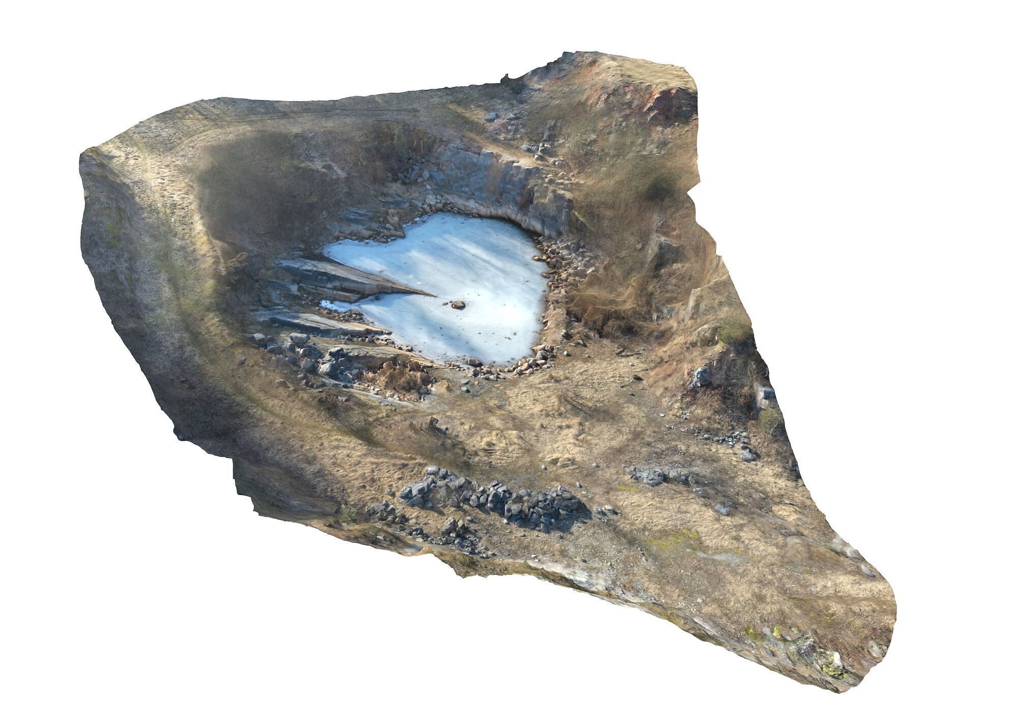  Frozen quarry lake Low-poly 3D model_4