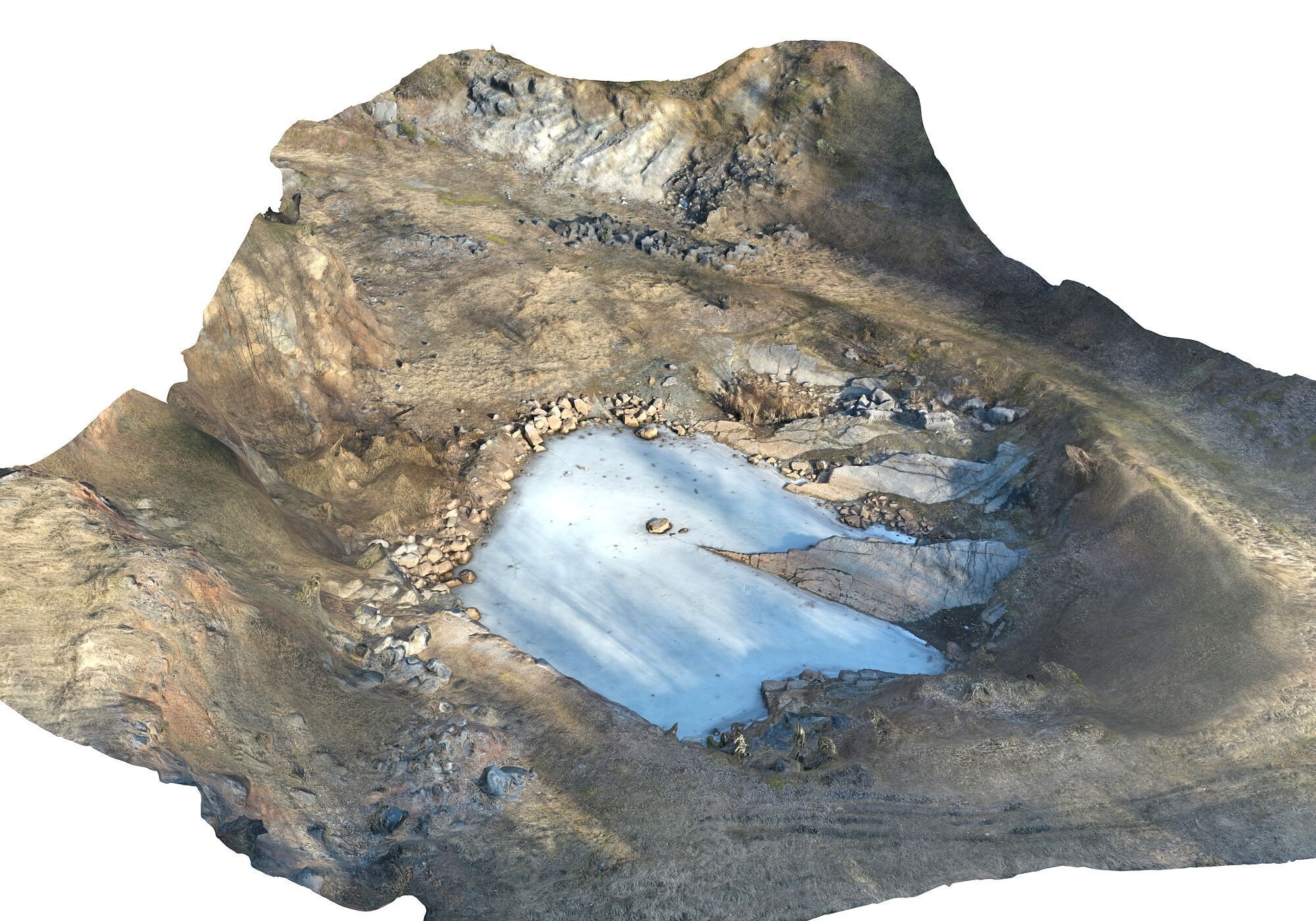  Frozen quarry lake Low-poly 3D model_5