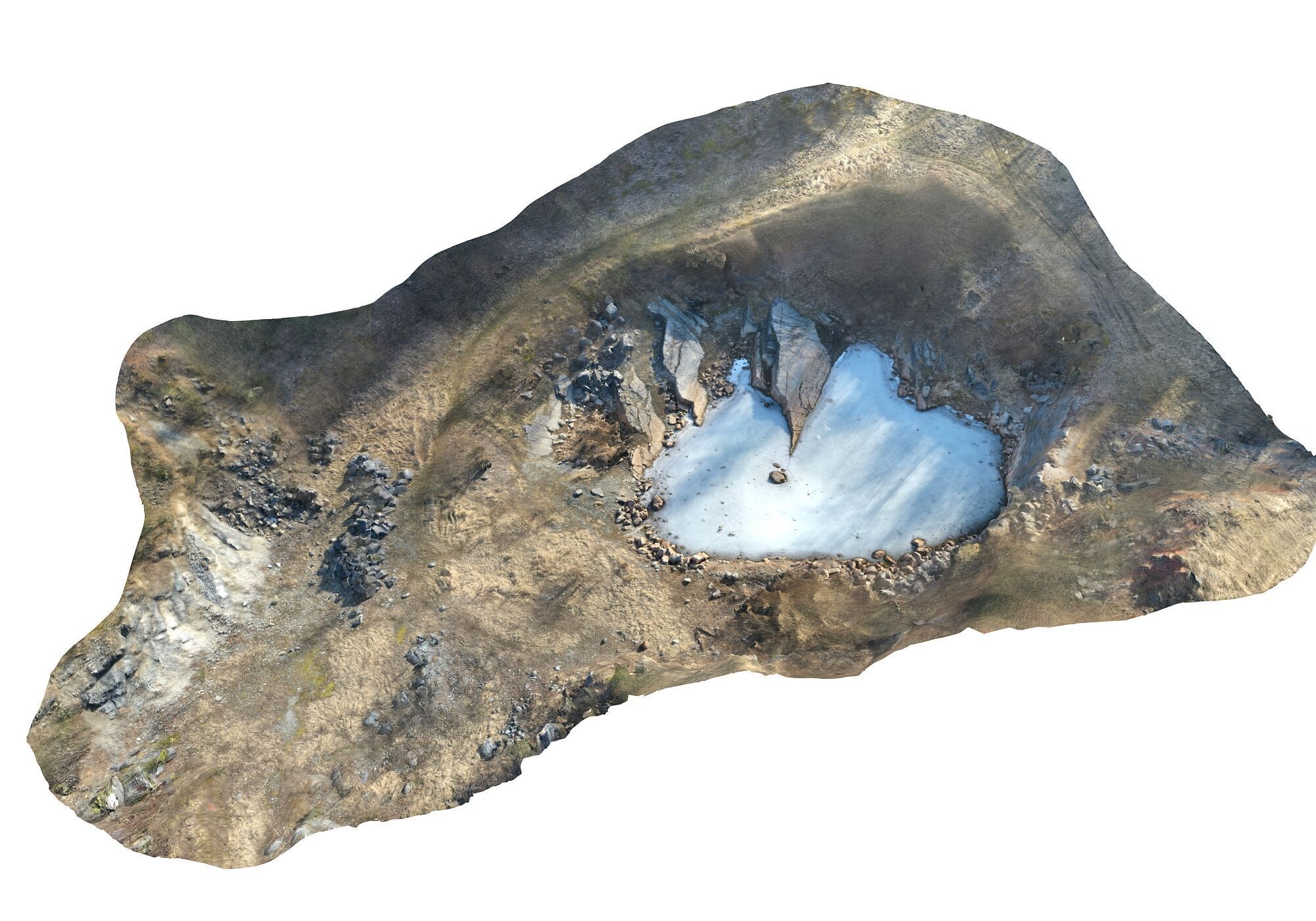  Frozen quarry lake Low-poly 3D model_3