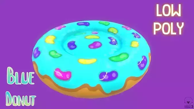 Stylized Blue Donut Pet Bed-Cartoon 3 D model-Dogs and Cats