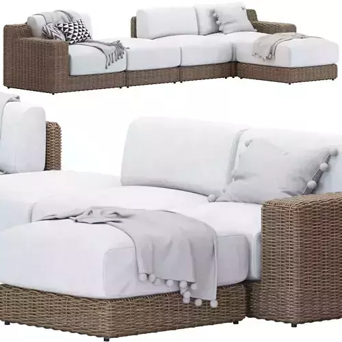 CB2 Maylin Rattan 4 seater Sofa