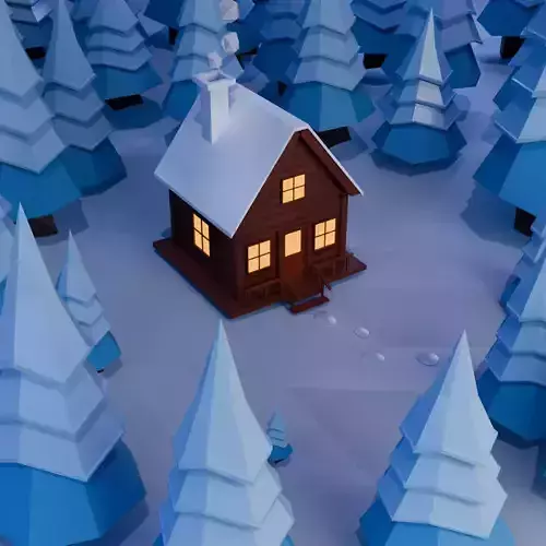 Winter Cabin in the Woods