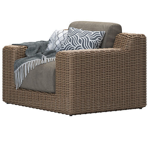 CB2 Maylin Rattan Outdoor Lounge Chair 3D model 3