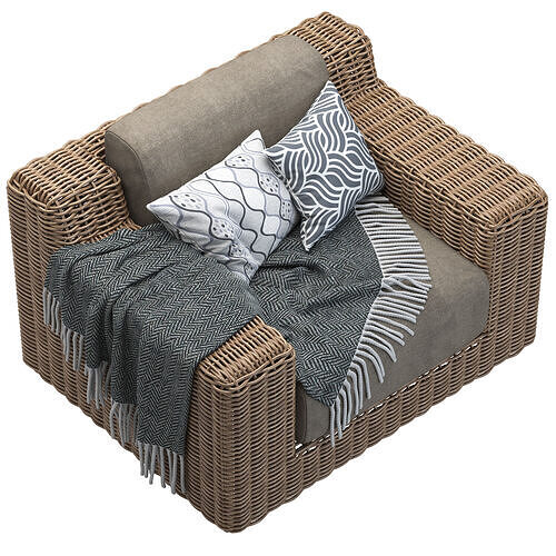 CB2 Maylin Rattan Outdoor Lounge Chair 3D model 4