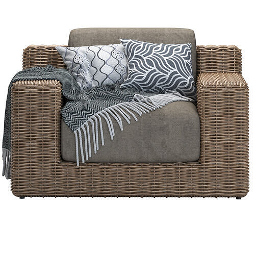 CB2 Maylin Rattan Outdoor Lounge Chair 3D model 2