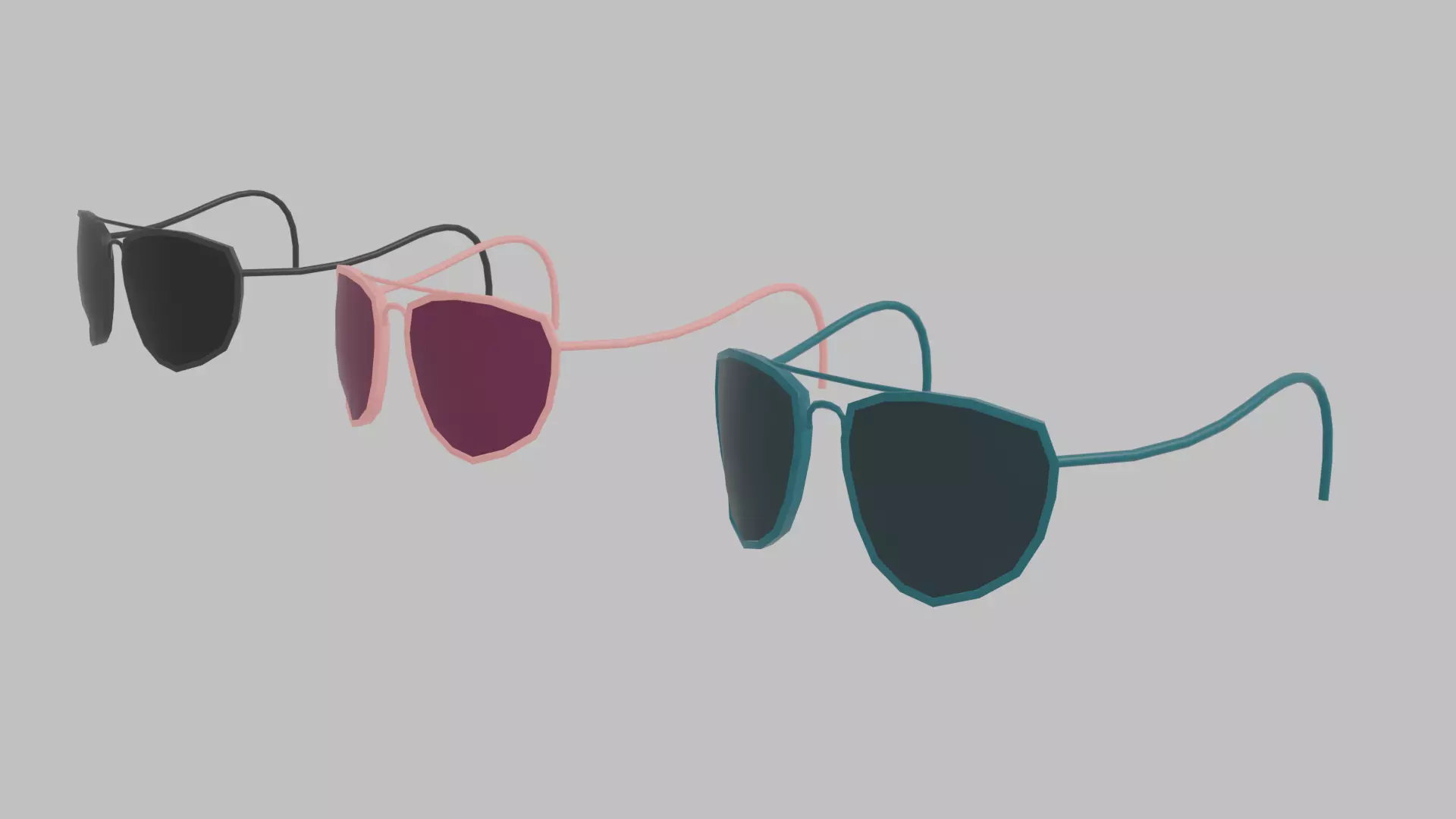 3 PAIRS LOW-POLY SUNGLASSES Low-poly 3D model