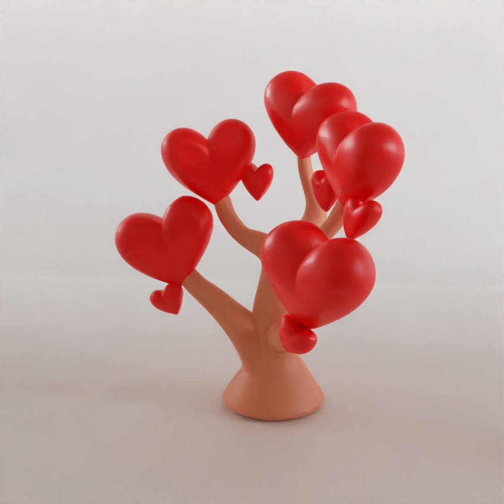 Heart Tree 3D Model Love Decoration STL for Printing 3D print model_1