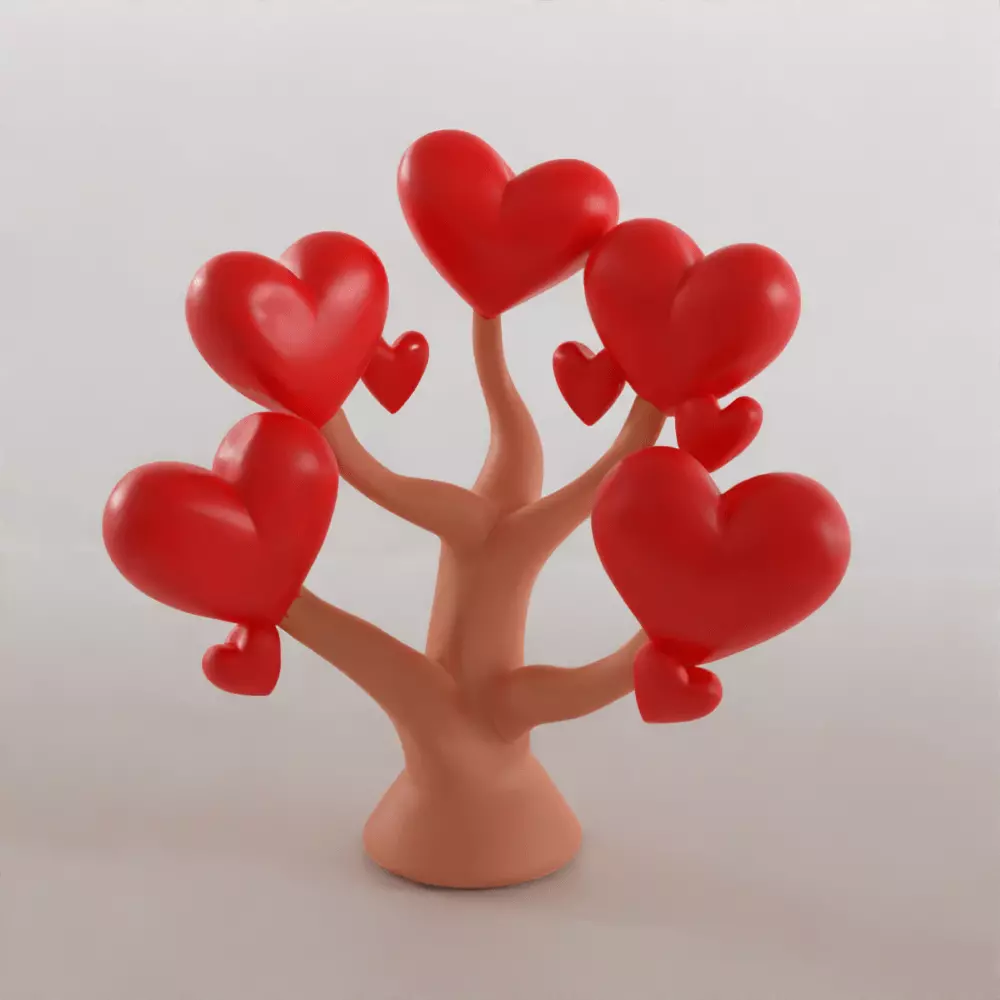 Heart Tree 3D Model Love Decoration STL for Printing 3D print model_0