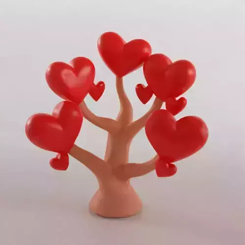 Heart Tree 3D Model Love Decoration STL for Printing