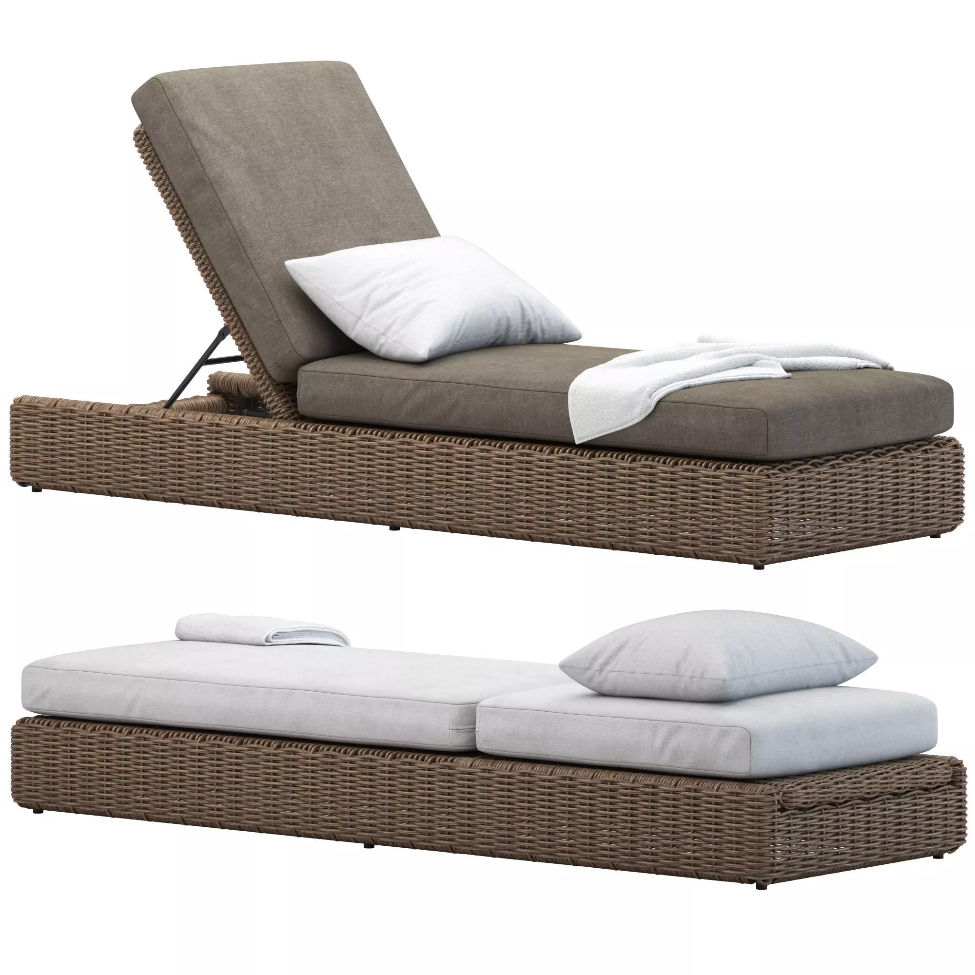 CB2 Maylin Rattan Outdoor Sun Lounger 3D model_0