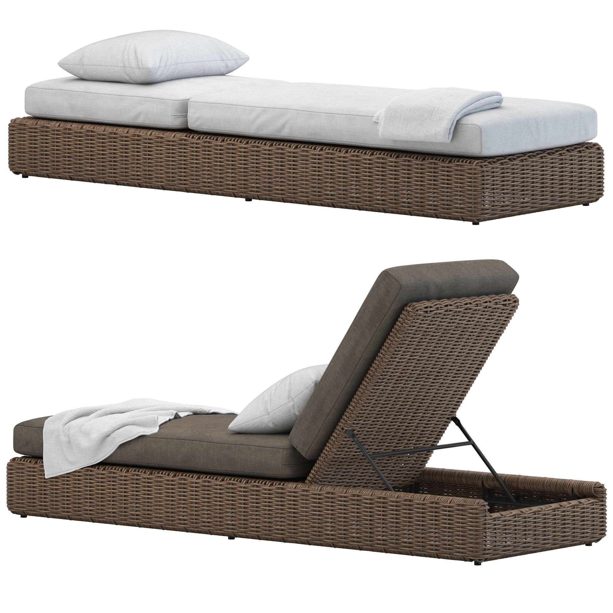 CB2 Maylin Rattan Outdoor Sun Lounger 3D model_1