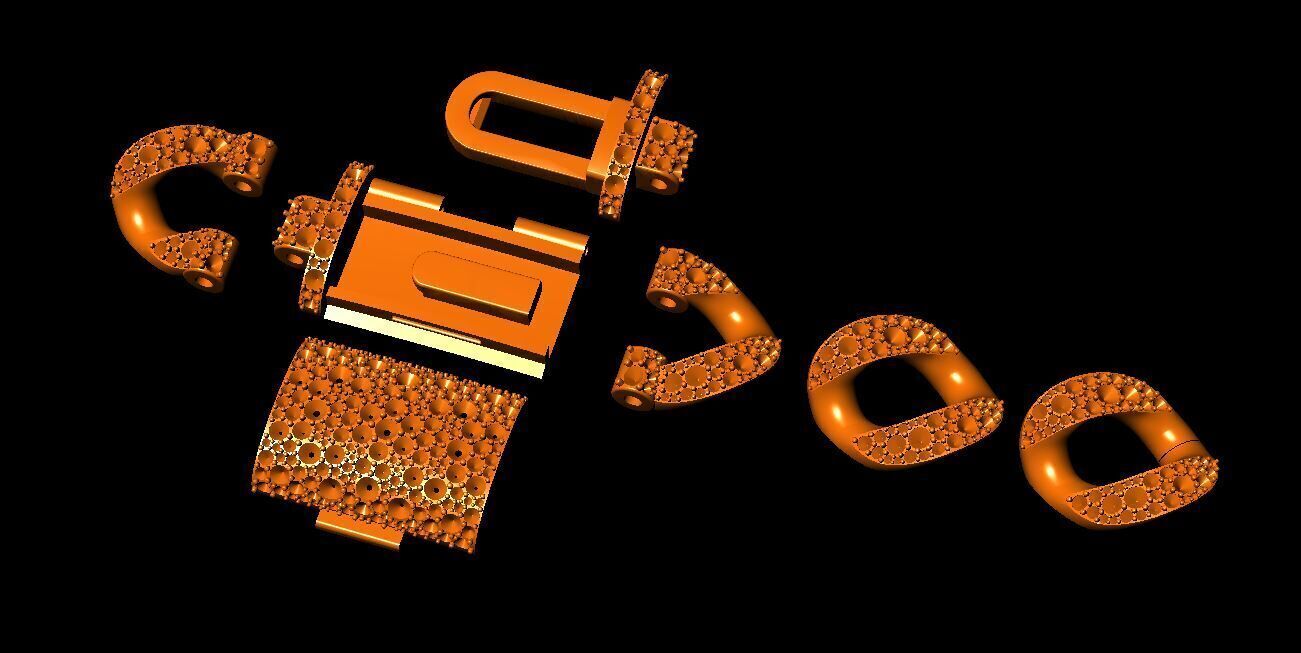 Lock and cuban link22mm mosaic setting 2025 3D model_3