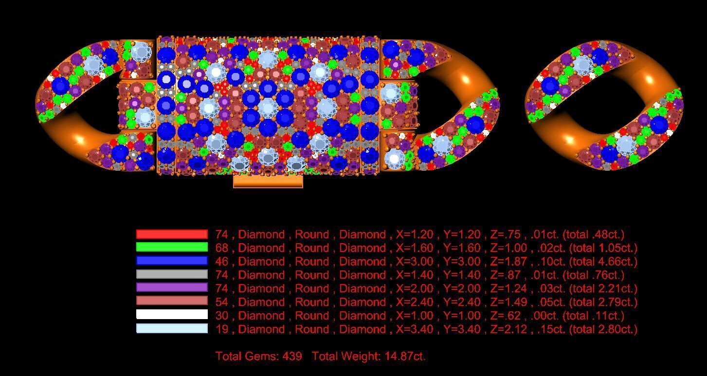 Lock and cuban link22mm mosaic setting 2025 3D model_5