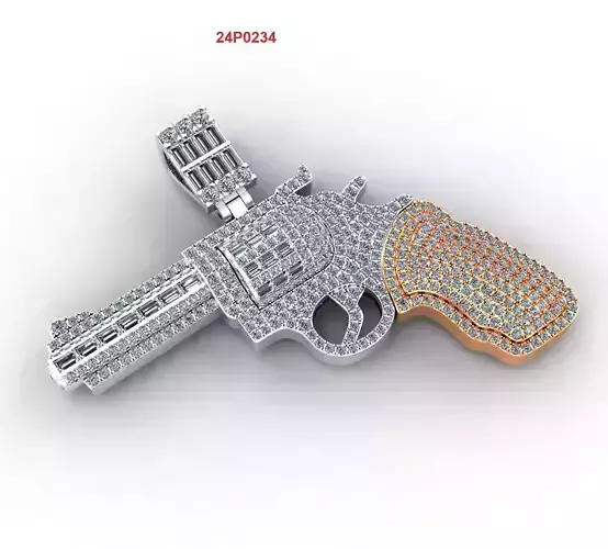 Colt gun pendant full diamonds