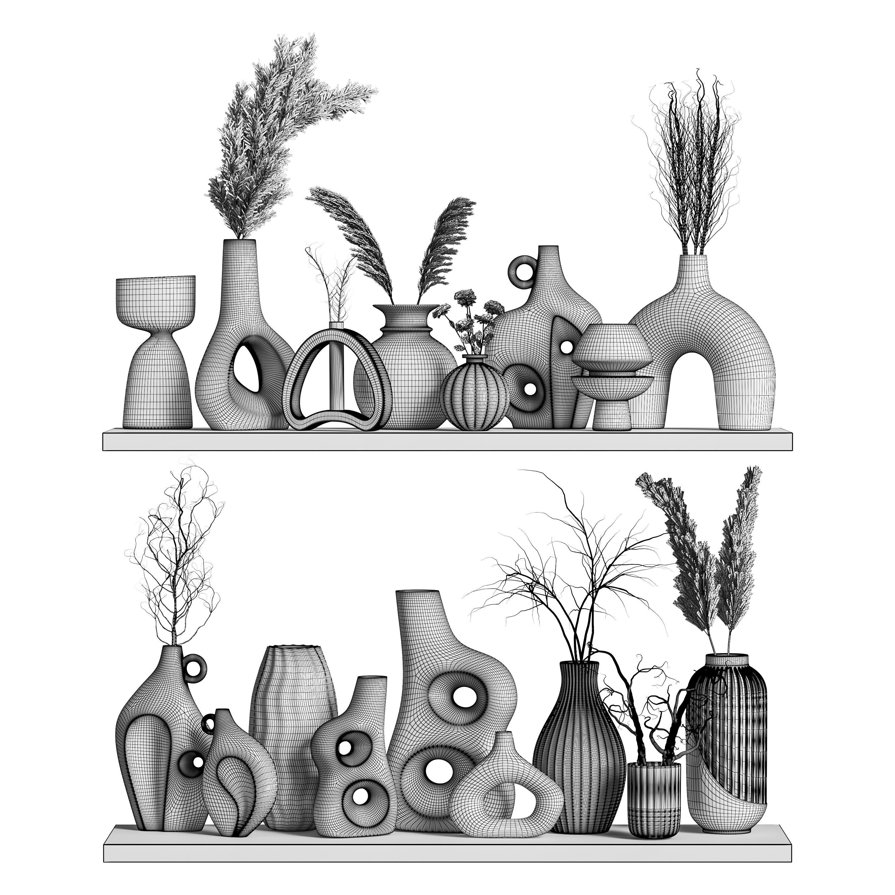 Decorative set 17-Vase collection02 3D model_6
