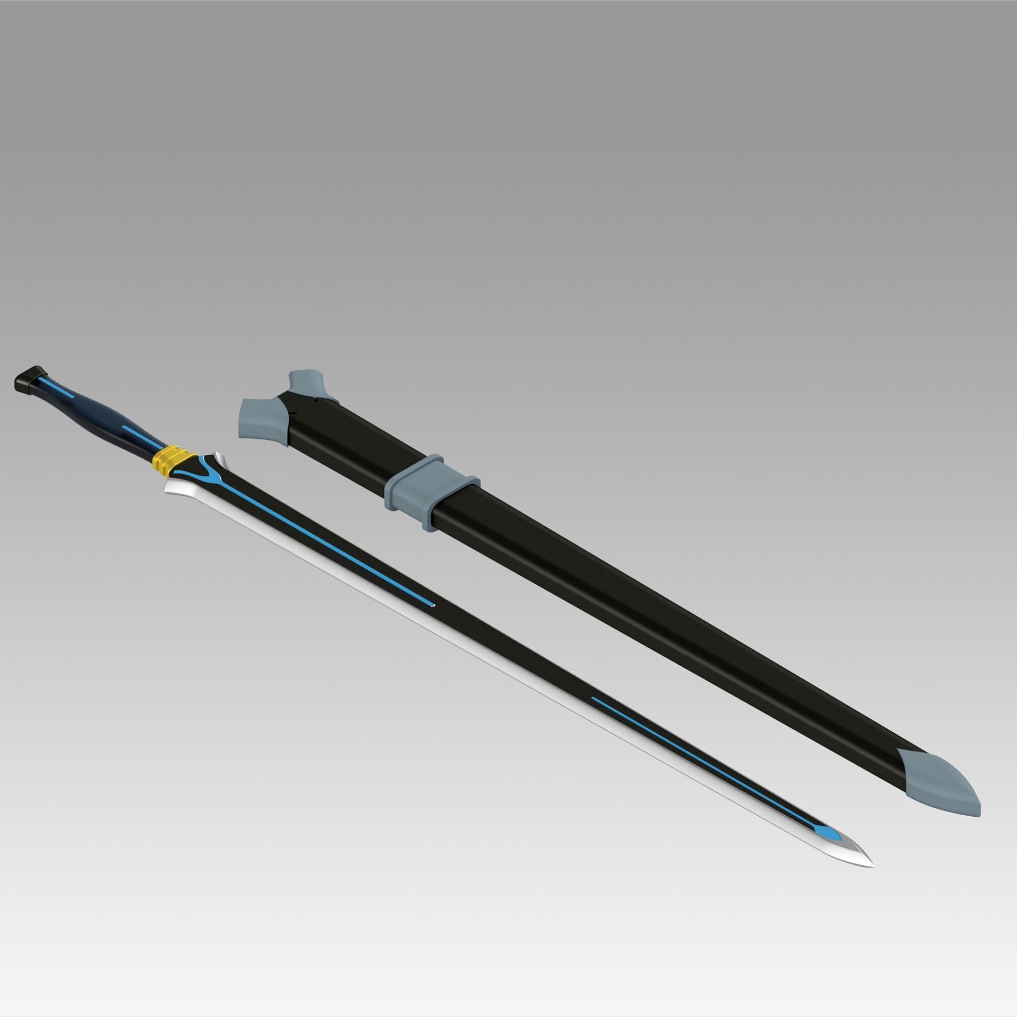 Fire and Steel Real  Kiritos Ordinal Scale Cosplay prop 3D print model_3