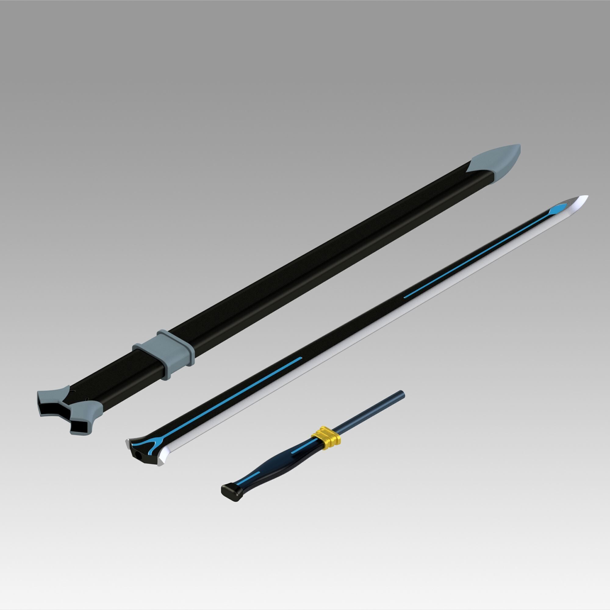 Fire and Steel Real  Kiritos Ordinal Scale Cosplay prop 3D print model_9