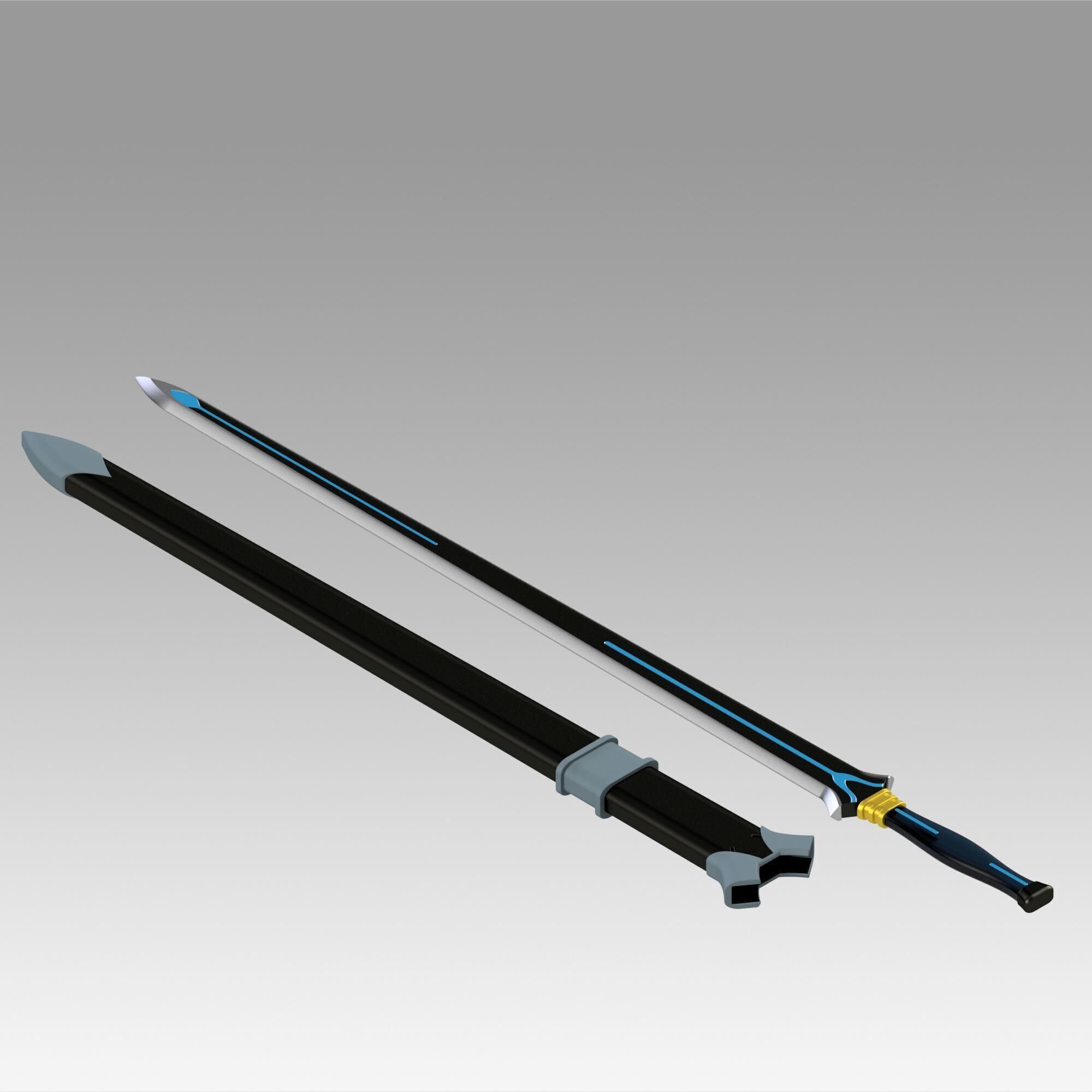 Fire and Steel Real  Kiritos Ordinal Scale Cosplay prop 3D print model_7