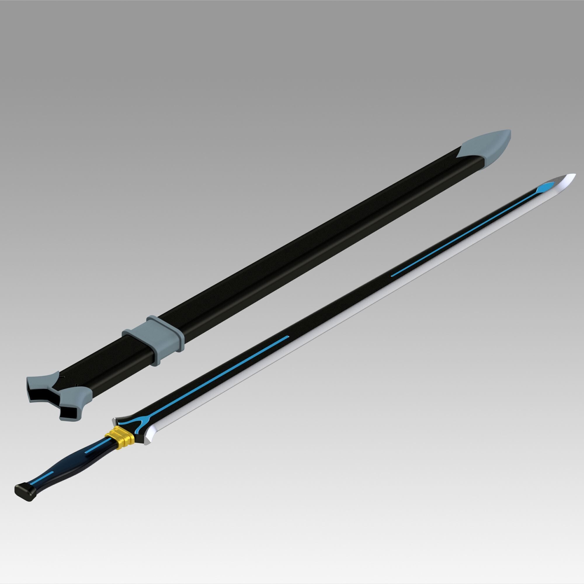 Fire and Steel Real  Kiritos Ordinal Scale Cosplay prop 3D print model_1