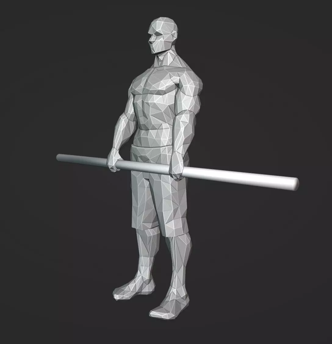 Lowpoly Deadlift Male 01 Weightlifting 3D print model