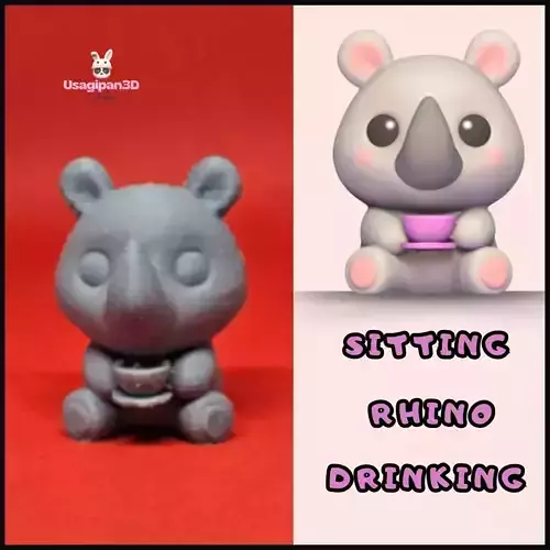 Sitting Rhino Drinking